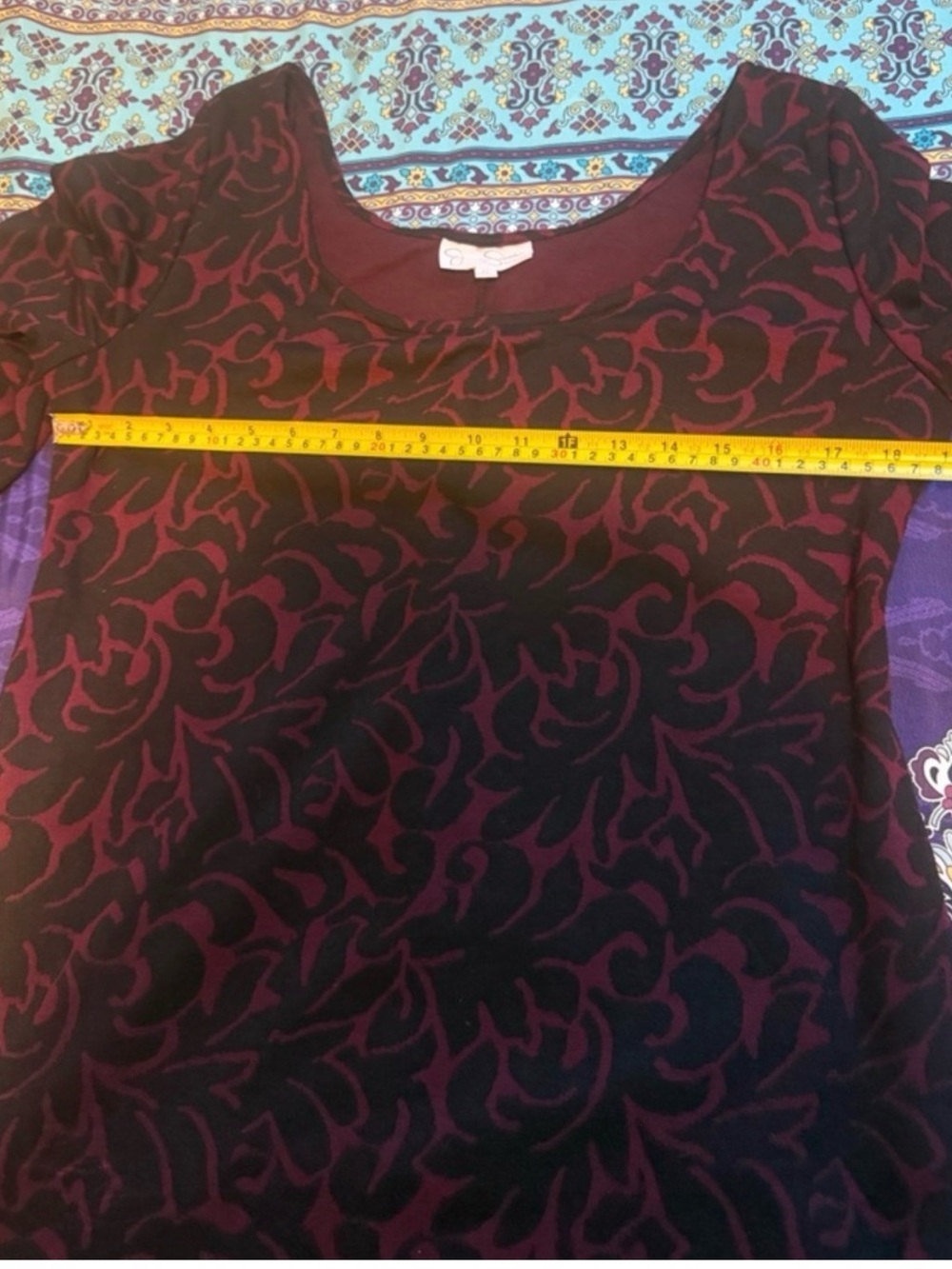 Jessica Simpson Maternity Dress XL Burgundy Floral Long Sleeve Fall Holiday - Picture 8 of 10